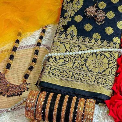 Saree Combo with Jewelry (black)