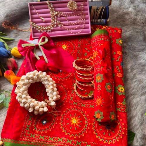 Red & Green Cotton Saree Package ❤️💚