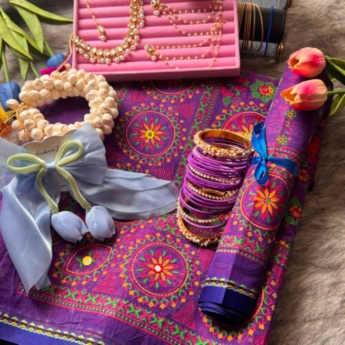 Purple & Blue Cotton Saree Package 💜💙