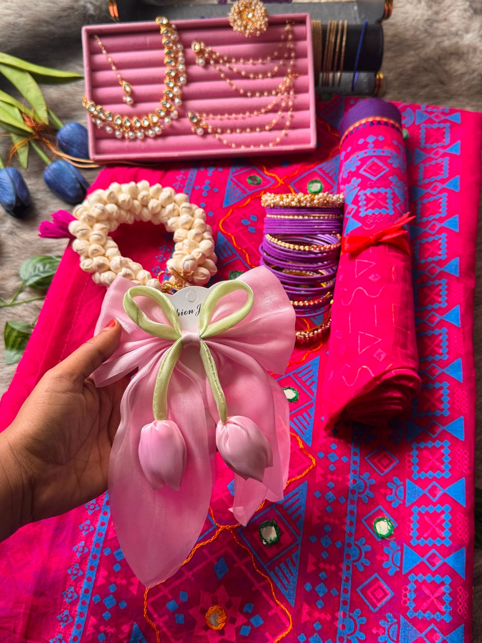 Pink & Blue Cotton Saree Package 💗💙