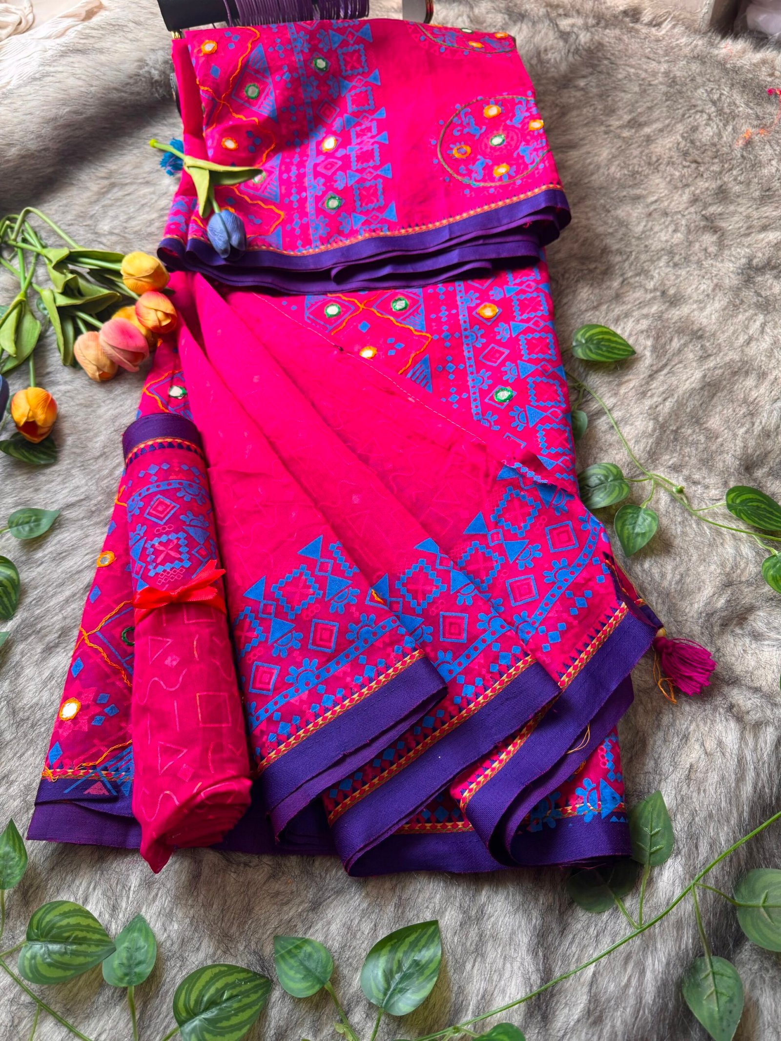 Pink & Blue Cotton Saree Package 💗💙 - Image 2