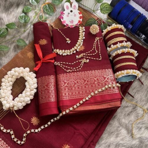 Cotton Red Golden
combination saree