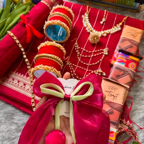 Cotton Red Golden
combination saree