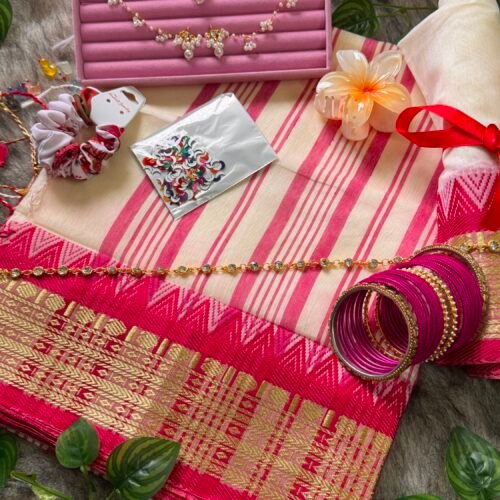 Cotton Pink combination saree combo