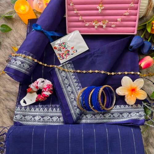 Cotton Blue saree combo