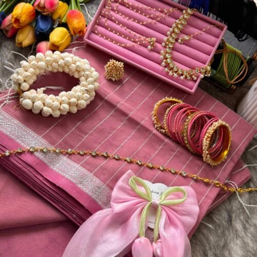 Cotton Pink Saree combo
