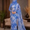 Sifon Georgette Saree Blue white