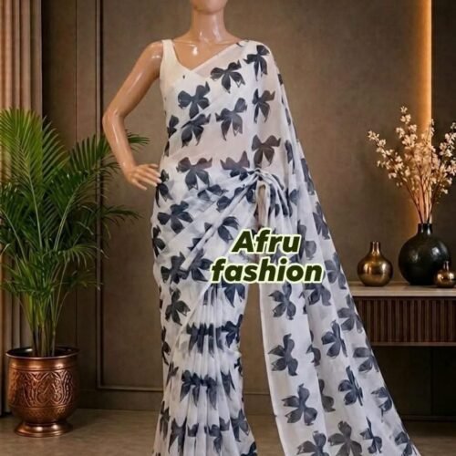 Sifon Georgette Saree black poke