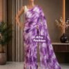 Sifon Georgette Saree Purple white