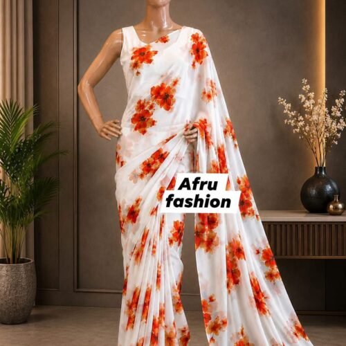 Sifon Georgette saree Orange combination