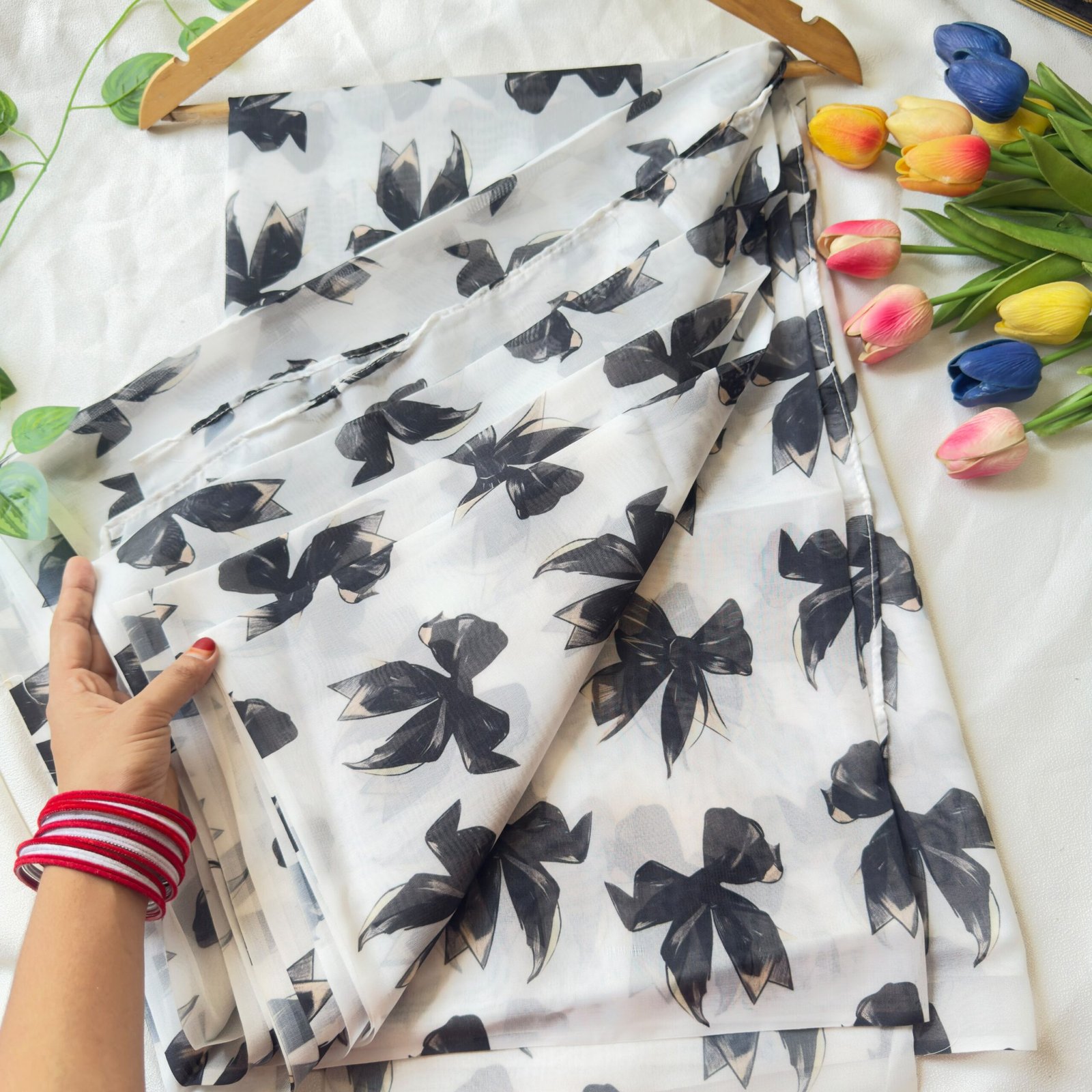 Sifon Georgette Saree black poke - Image 3
