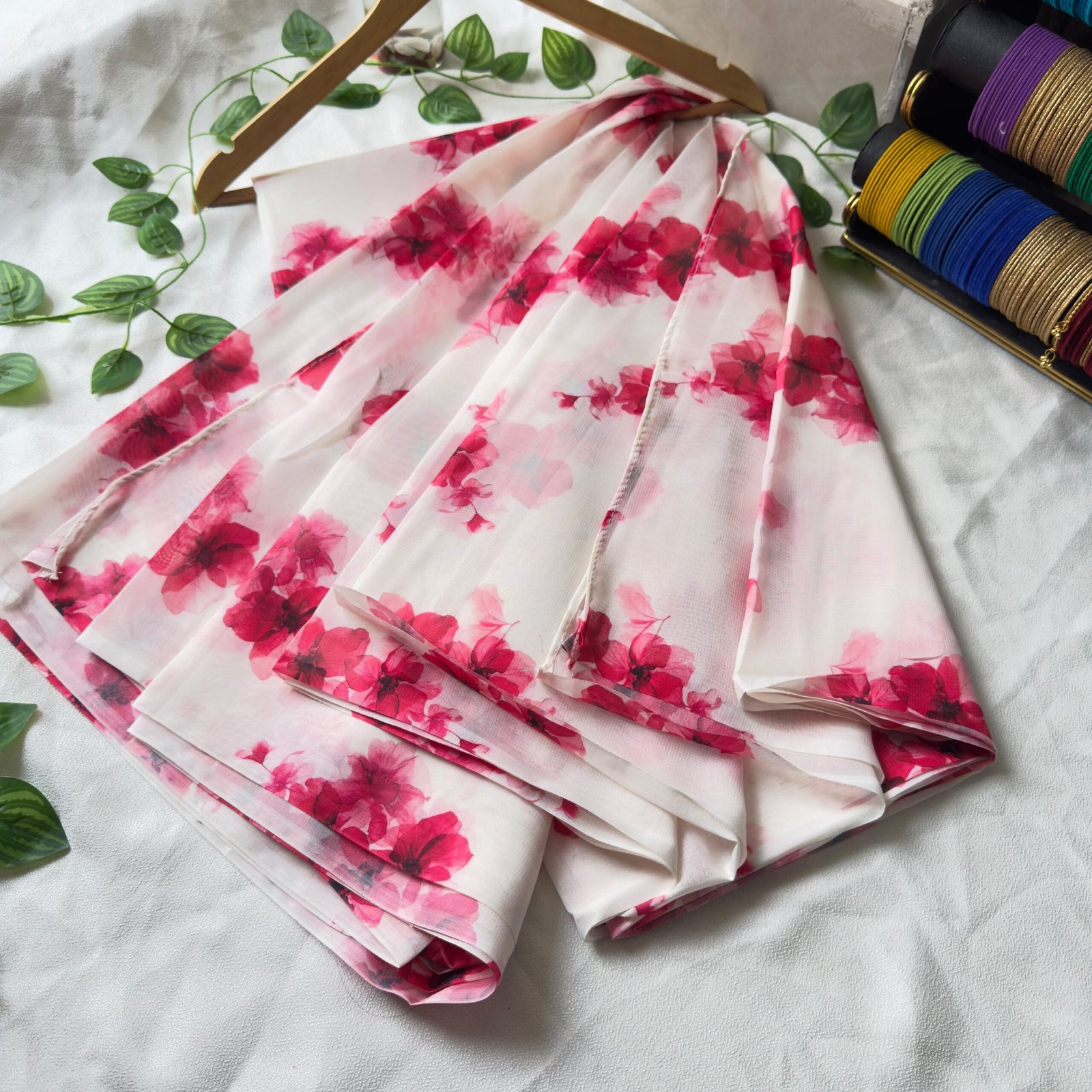 Sifon Georgette saree Red combination - Image 4