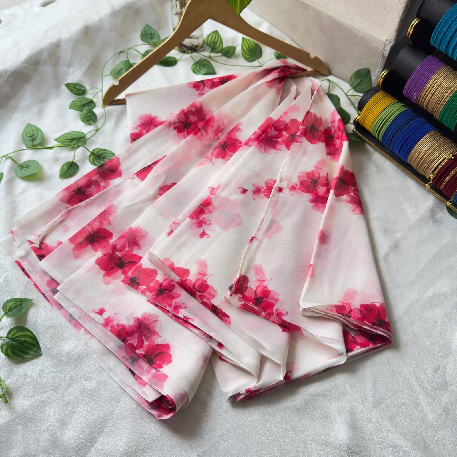 Sifon Georgette saree Red combination - Image 3