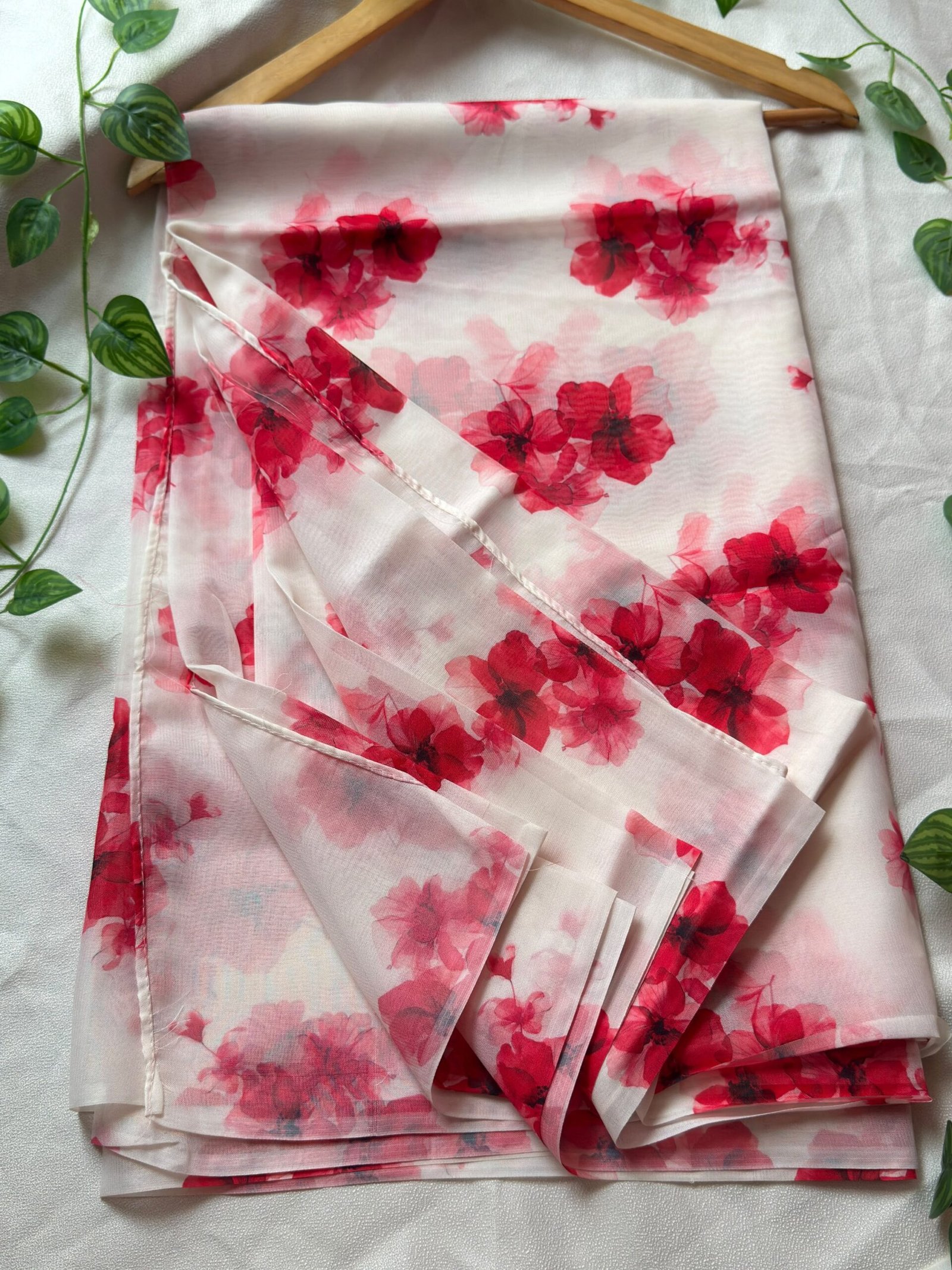 Sifon Georgette saree Red combination - Image 2