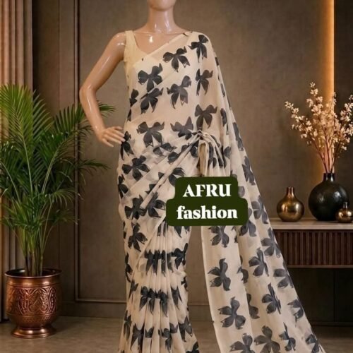 Sifon Georgette Saree black poke