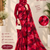 Sifon Georgette saree Red black combination
