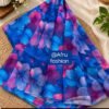 Sifon Georgette Saree Blue Pink and purple  combination