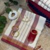 cotton White Red saree